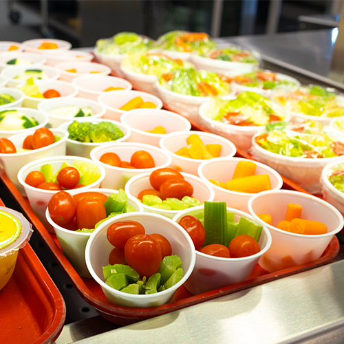 Fresh vegetables from the school cafeteria